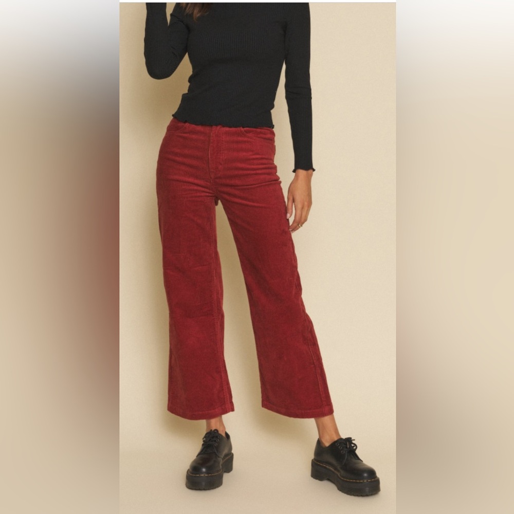Whimsy + Row Red Wide-Leg Corduroy Pants